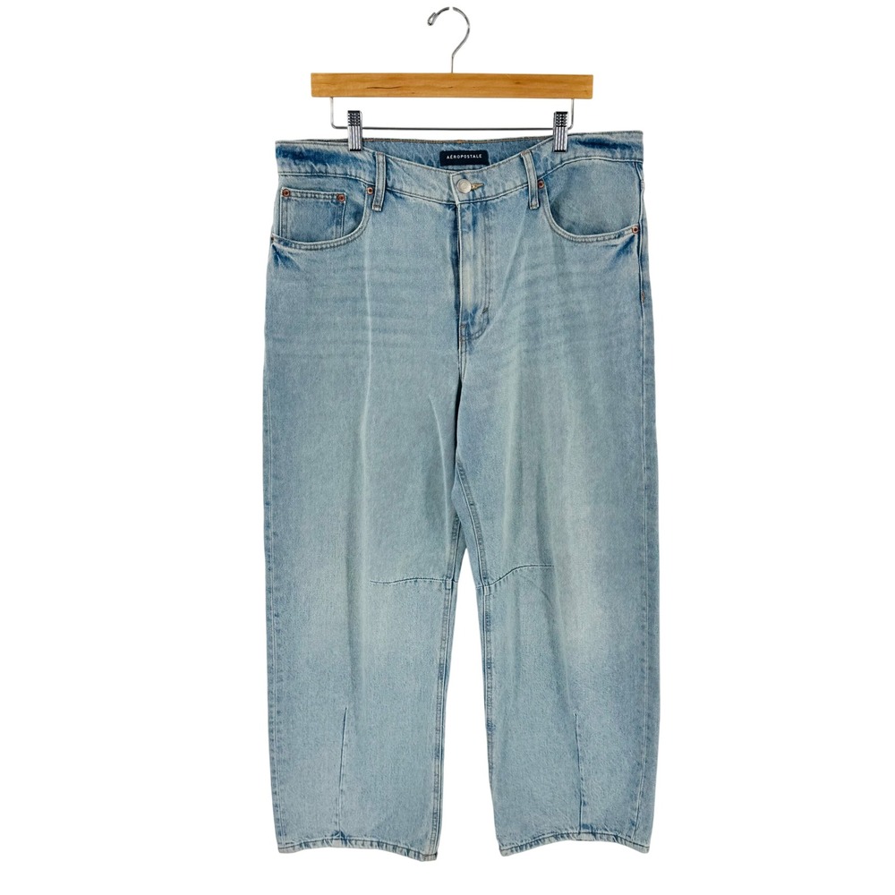 Aeropostale Baggy‎ Barrel Jeans Light Wash 14 Short High Rise 90s Streetwear